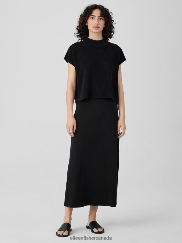 EILEEN FISHER Stretch Jersey Knit A-Line Skirt Easy Fit Full Length Women BLACK Clothing 024FN871