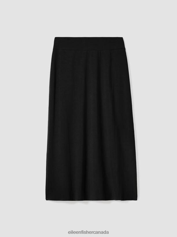 EILEEN FISHER Stretch Jersey Knit A-Line Skirt Easy Fit Full Length Women BLACK Clothing 024FN871