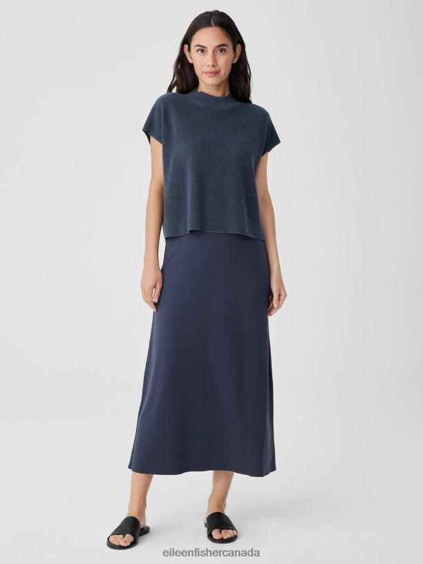 EILEEN FISHER Stretch Jersey Knit A-Line Skirt Easy Fit Full Length Women OCEAN Clothing 024FN872