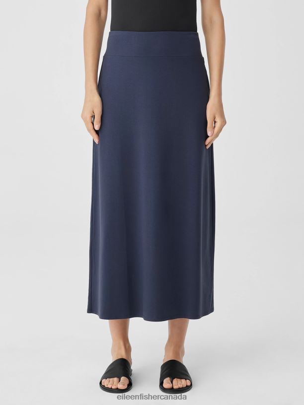 EILEEN FISHER Stretch Jersey Knit A-Line Skirt Easy Fit Full Length Women OCEAN Clothing 024FN872