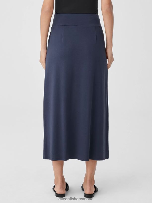 EILEEN FISHER Stretch Jersey Knit A-Line Skirt Easy Fit Full Length Women OCEAN Clothing 024FN872