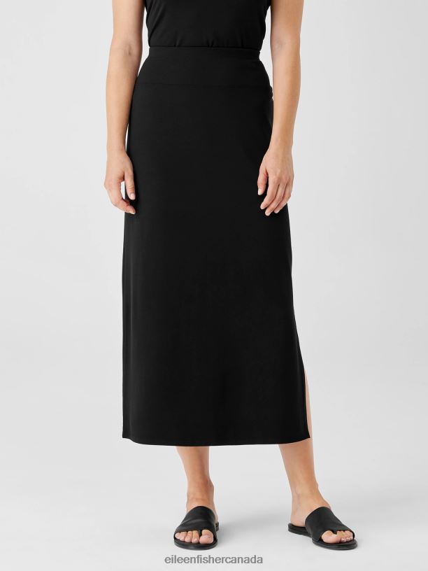 EILEEN FISHER Stretch Jersey Knit Straight Skirt Slim Fit Full Length Women BLACK Clothing 024FN891