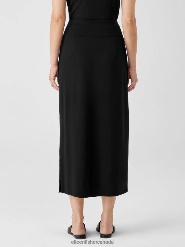 EILEEN FISHER Stretch Jersey Knit Straight Skirt Slim Fit Full Length Women BLACK Clothing 024FN891