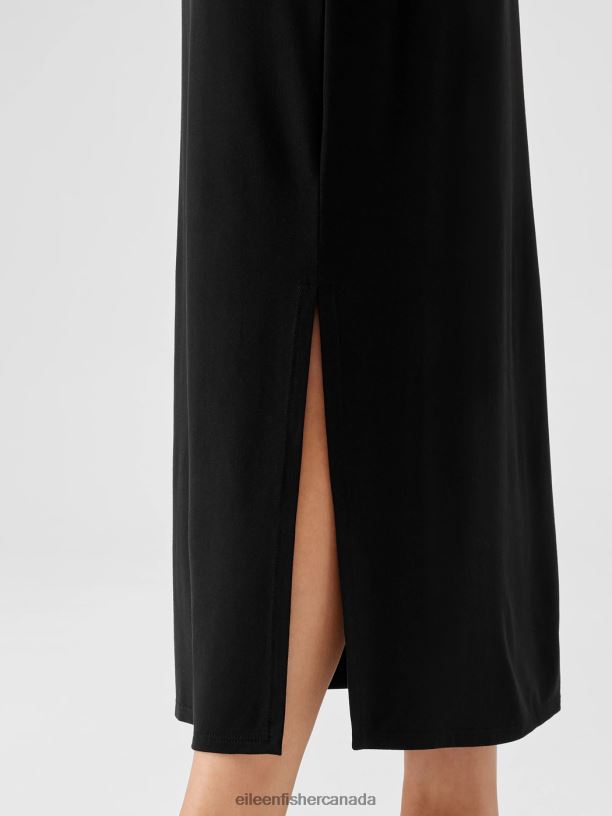 EILEEN FISHER Stretch Jersey Knit Straight Skirt Slim Fit Full Length Women BLACK Clothing 024FN891