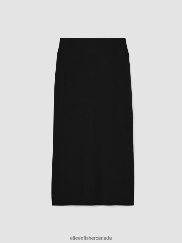 EILEEN FISHER Stretch Jersey Knit Straight Skirt Slim Fit Full Length Women BLACK Clothing 024FN891