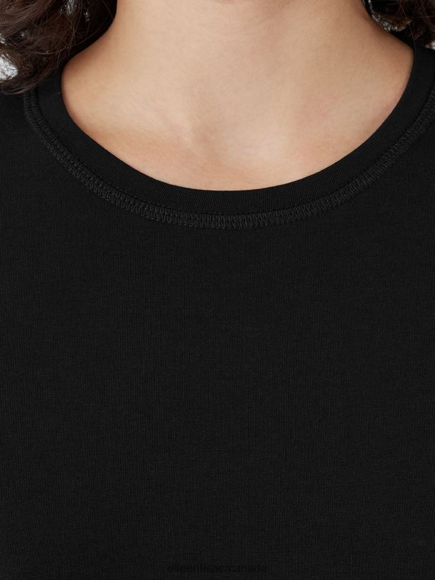 EILEEN FISHER Pima Cotton Stretch Jersey Crew Neck Dress Easy Fit Full Length Women BLACK Clothing 024FN861