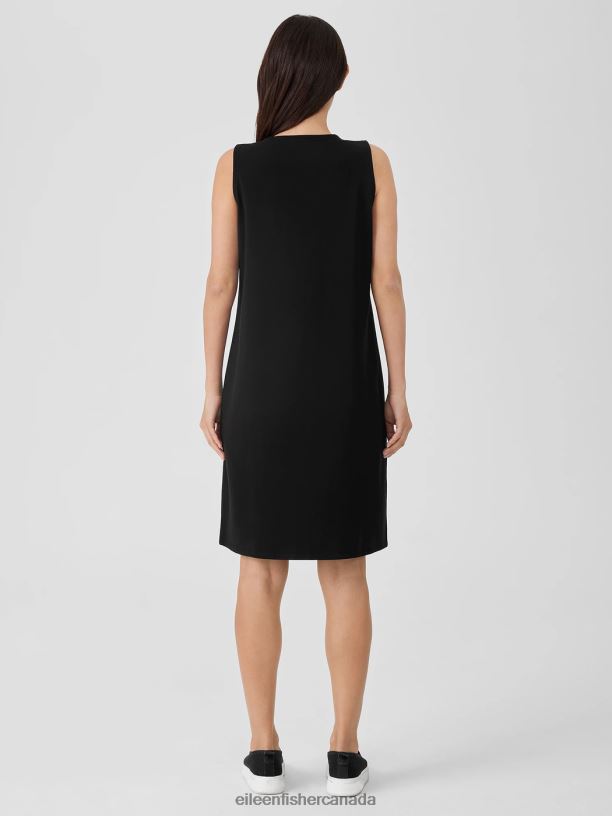 EILEEN FISHER Pima Cotton Stretch Jersey Tank Dress Slim Fit Knee Length Women BLACK Clothing 024FN856