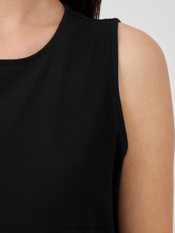 EILEEN FISHER Pima Cotton Stretch Jersey Tank Dress Slim Fit Knee Length Women BLACK Clothing 024FN856