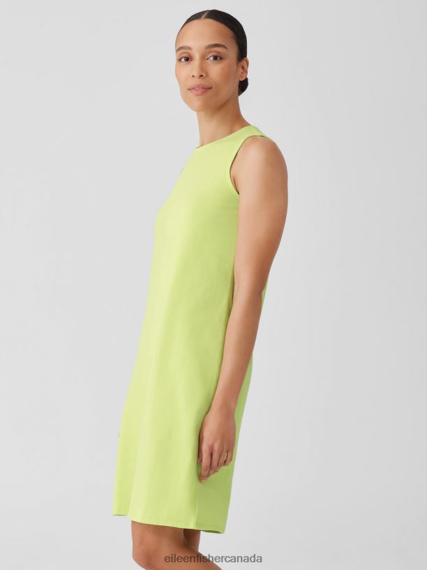 EILEEN FISHER Pima Cotton Stretch Jersey Tank Dress Slim Fit Knee Length Women HONEYDEW Clothing 024FN858