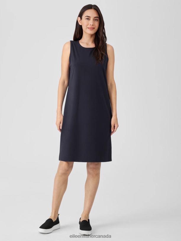 EILEEN FISHER Pima Cotton Stretch Jersey Tank Dress Slim Fit Knee Length Women NOCTURNE Clothing 024FN857