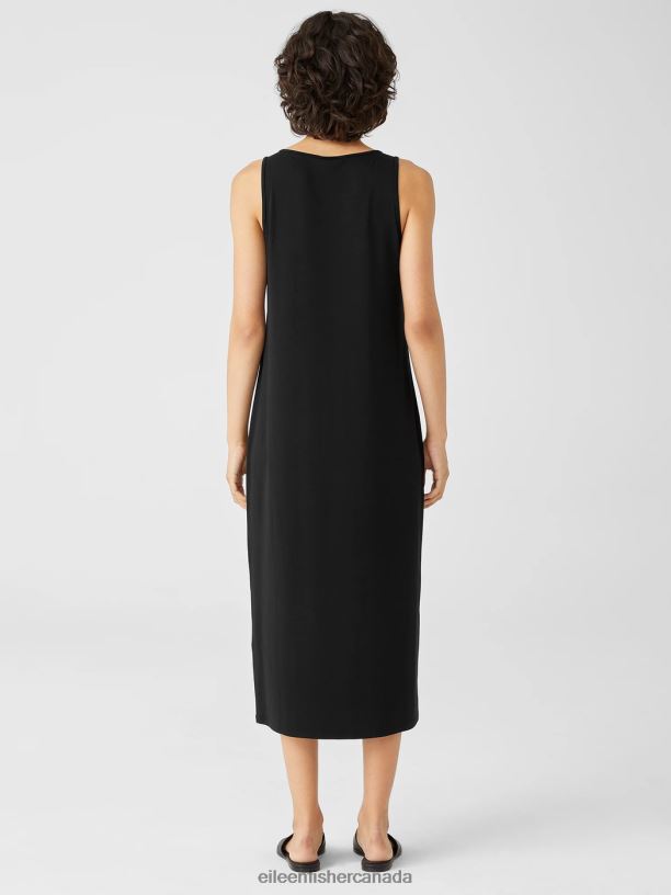 EILEEN FISHER Stretch Jersey Knit Tank Dress Slim Fit Full Length Women BLACK Clothing 024FN880