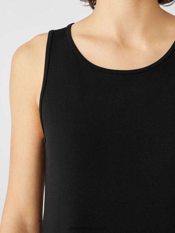 EILEEN FISHER Stretch Jersey Knit Tank Dress Slim Fit Full Length Women BLACK Clothing 024FN880