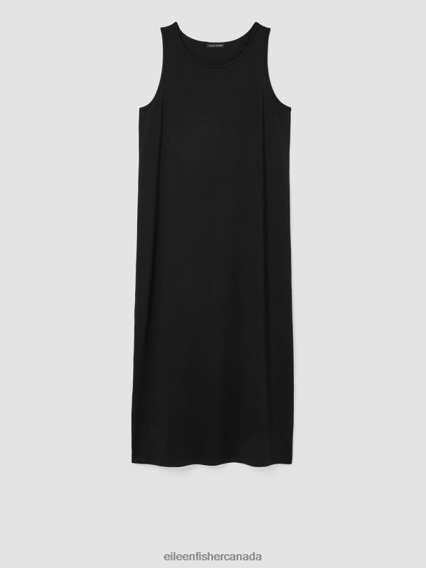 EILEEN FISHER Stretch Jersey Knit Tank Dress Slim Fit Full Length Women BLACK Clothing 024FN880