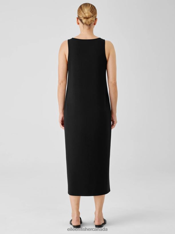 EILEEN FISHER Stretch Jersey Knit Tank Dress Slim Fit Full Length Women BLACK Clothing 024FN888