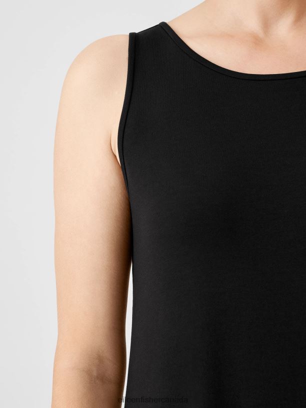 EILEEN FISHER Stretch Jersey Knit Tank Dress Slim Fit Full Length Women BLACK Clothing 024FN888
