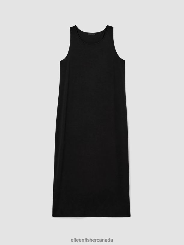 EILEEN FISHER Stretch Jersey Knit Tank Dress Slim Fit Full Length Women BLACK Clothing 024FN888