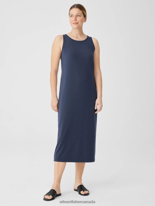 EILEEN FISHER Stretch Jersey Knit Tank Dress Slim Fit Full Length Women OCEAN Clothing 024FN867