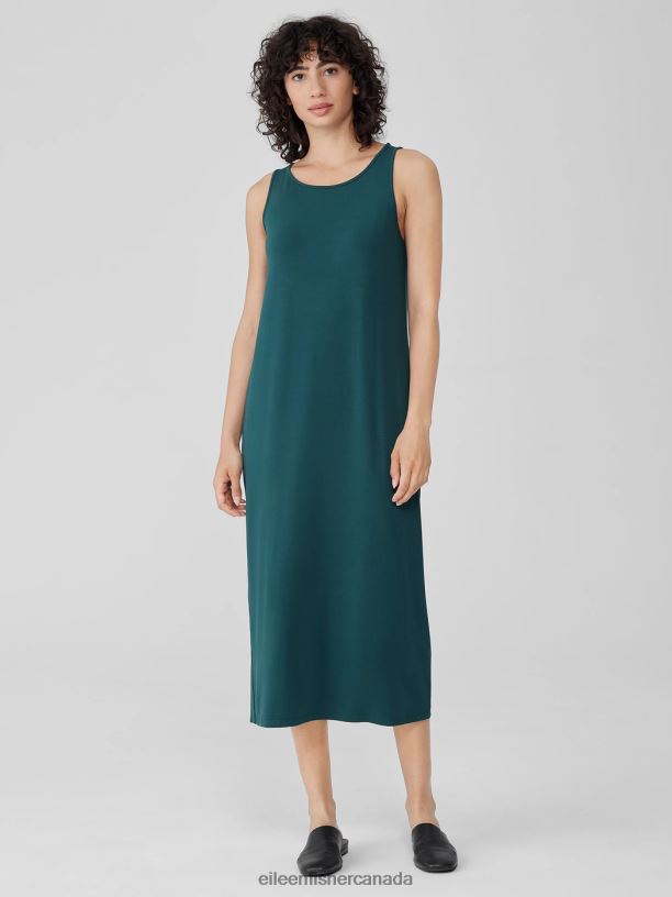 EILEEN FISHER Stretch Jersey Knit Tank Dress Slim Fit Full Length Women PACIFICA Clothing 024FN868