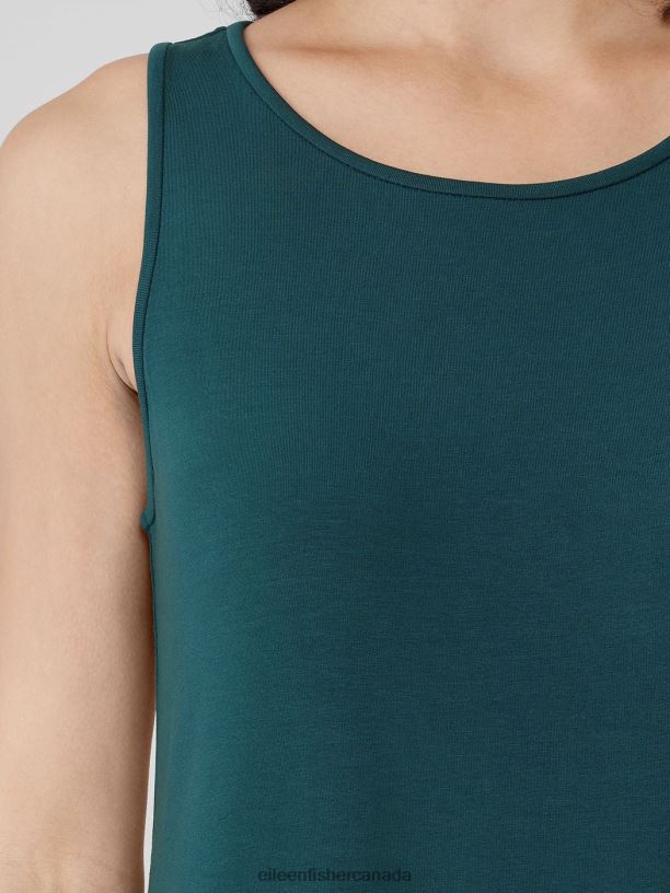 EILEEN FISHER Stretch Jersey Knit Tank Dress Slim Fit Full Length Women PACIFICA Clothing 024FN868