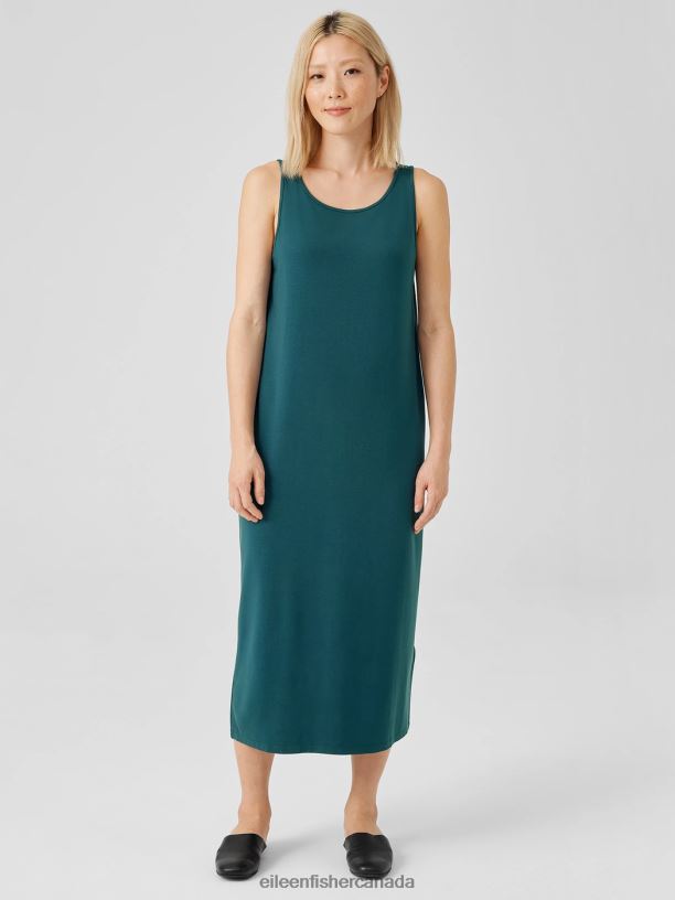 EILEEN FISHER Stretch Jersey Knit Tank Dress Slim Fit Full Length Women PACIFICA Clothing 024FN868