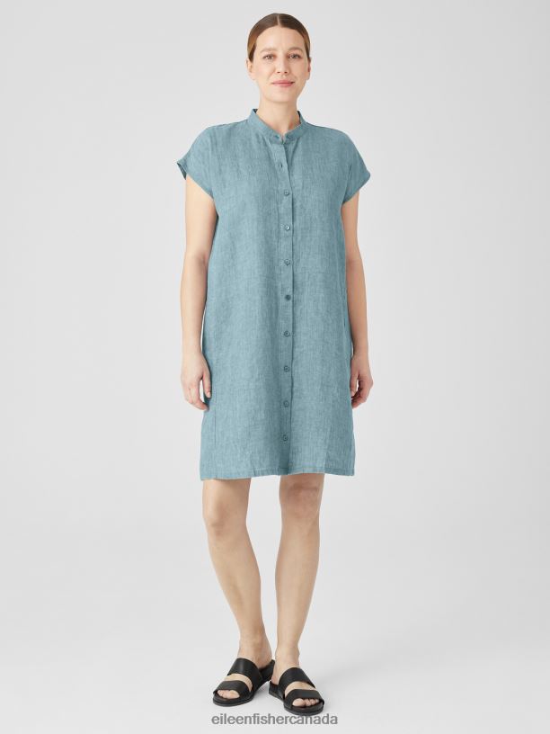 EILEEN FISHER Washed Organic Linen Delave Shirtdress Boxy Fit Knee Length Women FIELD Clothing 024FN832