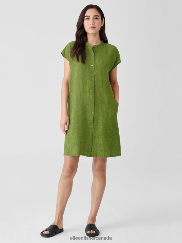 EILEEN FISHER Washed Organic Linen Delave Shirtdress Boxy Fit Knee Length Women FIELD Clothing 024FN833