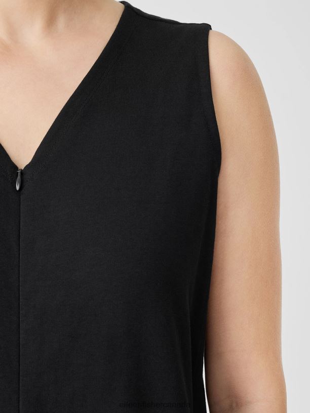 EILEEN FISHER Cotton Blend Ponte Lantern Jumpsuit Easy Fit Ankle Length Women BLACK Clothing 024FN612