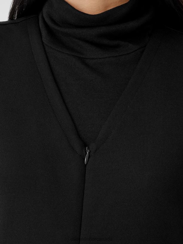 EILEEN FISHER Washable Flex Ponte V-Neck Jumpsuit Easy Fit Ankle Length Women BLACK Clothing 024FN667