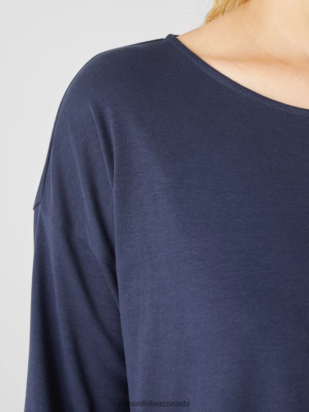 EILEEN FISHER Cozy Organic Cotton Interlock Dress Boxy Fit Calf Length Women BLACK Clothing 024FN975