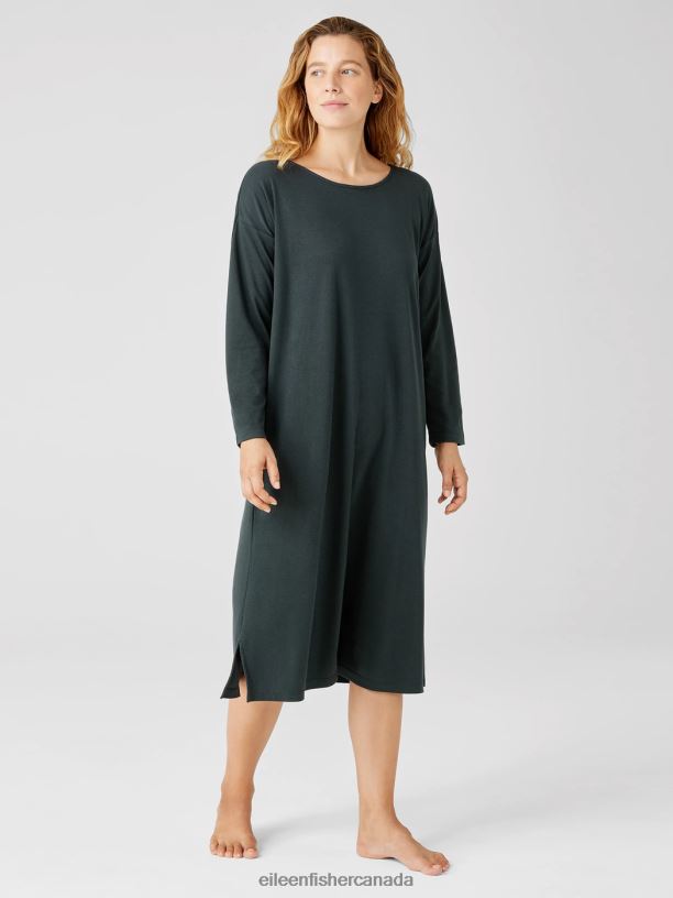 EILEEN FISHER Cozy Organic Cotton Interlock Dress Boxy Fit Calf Length Women IVY Clothing 024FN980