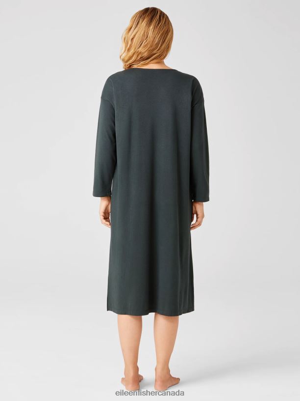 EILEEN FISHER Cozy Organic Cotton Interlock Dress Boxy Fit Calf Length Women IVY Clothing 024FN980