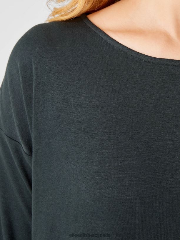 EILEEN FISHER Cozy Organic Cotton Interlock Dress Boxy Fit Calf Length Women IVY Clothing 024FN980