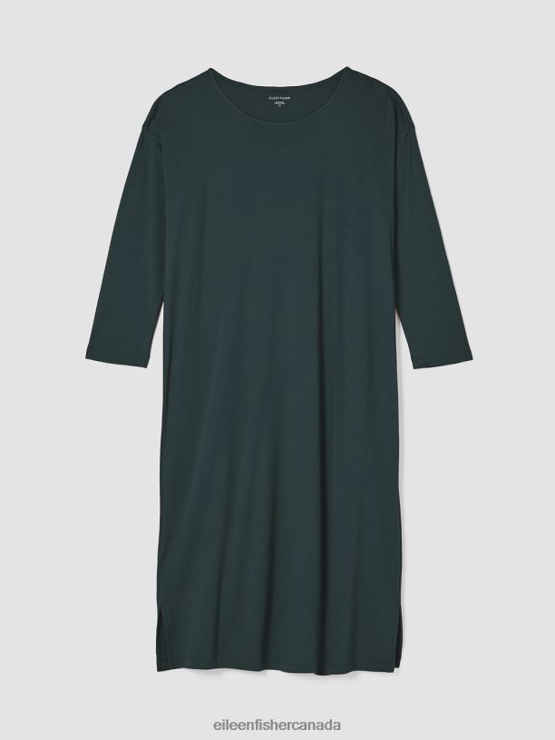 EILEEN FISHER Cozy Organic Cotton Interlock Dress Boxy Fit Calf Length Women IVY Clothing 024FN980