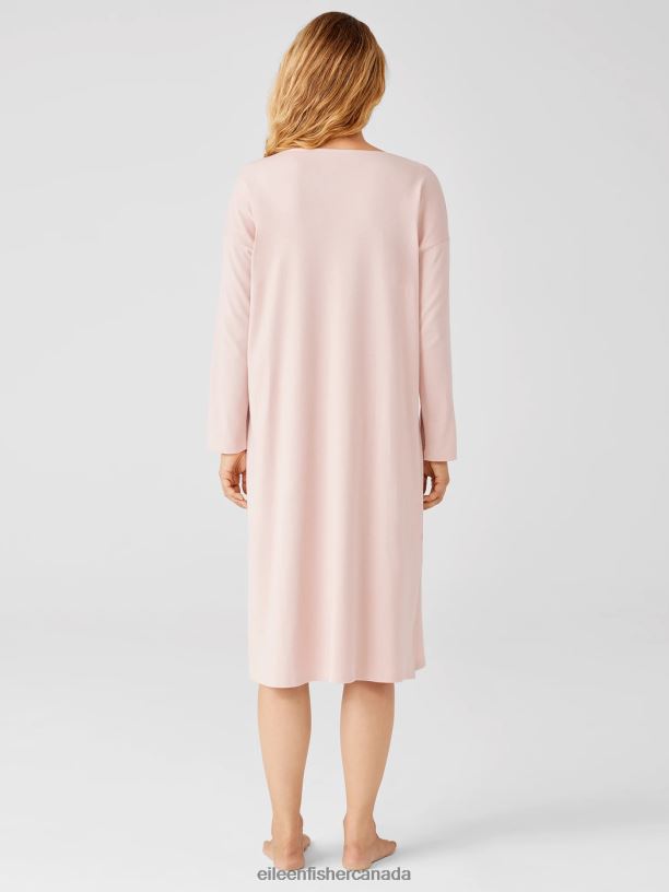 EILEEN FISHER Cozy Organic Cotton Interlock Dress Boxy Fit Calf Length Women POWDER Clothing 024FN979