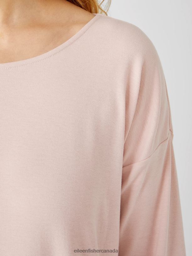 EILEEN FISHER Cozy Organic Cotton Interlock Dress Boxy Fit Calf Length Women POWDER Clothing 024FN979