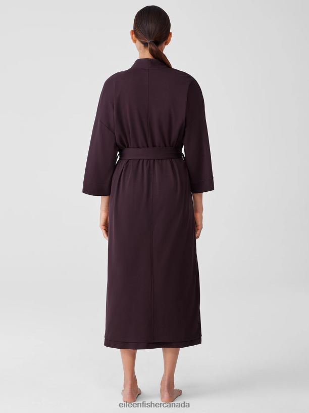 EILEEN FISHER Cozy Organic Cotton Interlock Robe Boxy Fit Calf Length Women CASSIS Clothing 024FN939