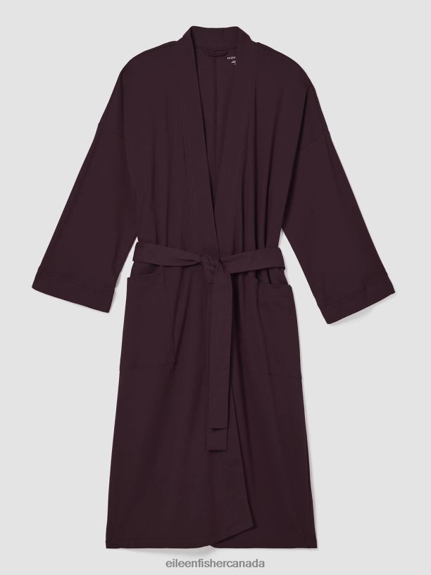 EILEEN FISHER Cozy Organic Cotton Interlock Robe Boxy Fit Calf Length Women CASSIS Clothing 024FN939