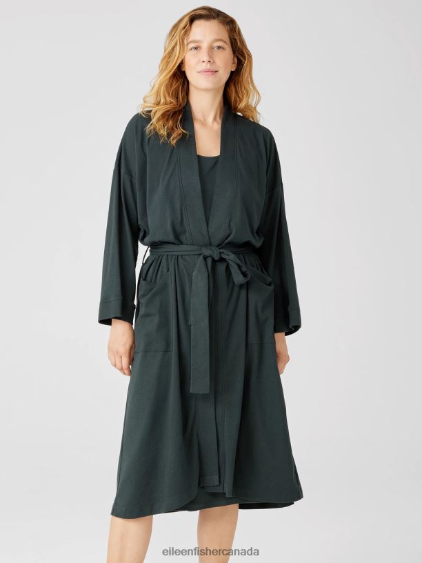 EILEEN FISHER Cozy Organic Cotton Interlock Robe Boxy Fit Calf Length Women IVY Clothing 024FN942