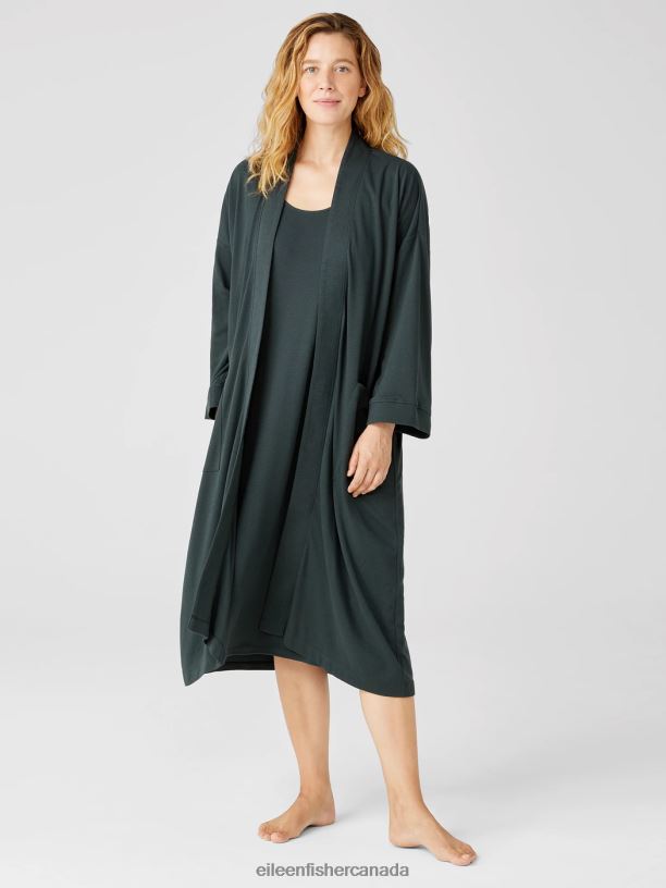 EILEEN FISHER Cozy Organic Cotton Interlock Robe Boxy Fit Calf Length Women IVY Clothing 024FN942