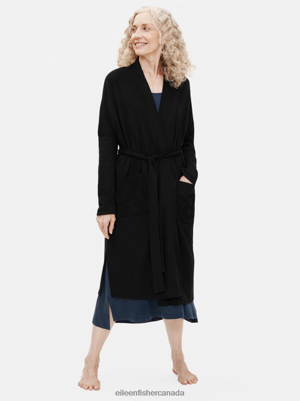 EILEEN FISHER Organic Cotton Interlock Sleep Robe Boxy Fit Knee Length Women ASH Clothing 024FN1024
