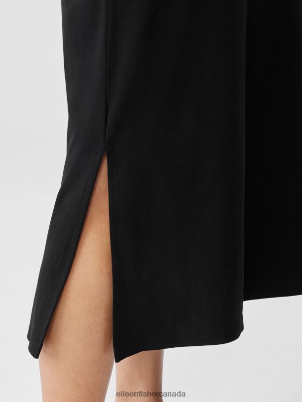 EILEEN FISHER Organic Cotton Interlock Tank Sleep Dress Easy Fit Calf Length Women BLACK Clothing 024FN1001