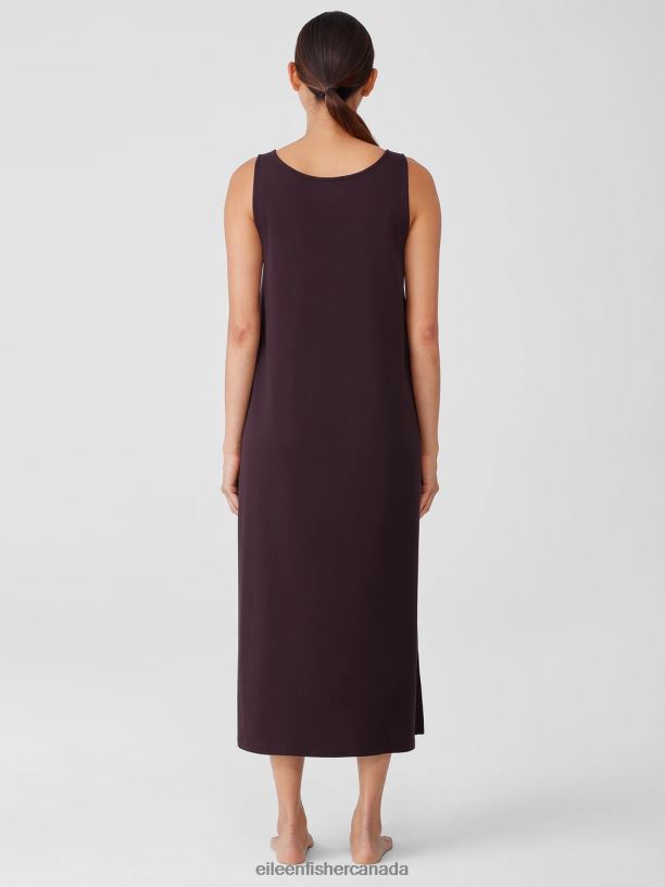 EILEEN FISHER Organic Cotton Interlock Tank Sleep Dress Easy Fit Calf Length Women CASSIS Clothing 024FN1004