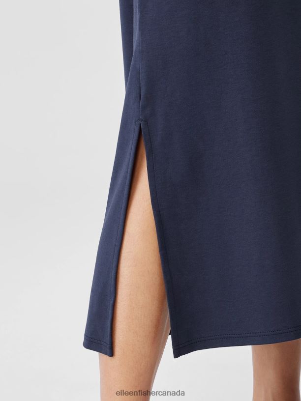 EILEEN FISHER Organic Cotton Interlock Tank Sleep Dress Easy Fit Calf Length Women INDIGO Clothing 024FN1002