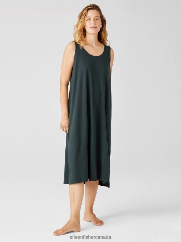 EILEEN FISHER Organic Cotton Interlock Tank Sleep Dress Easy Fit Calf Length Women IVY Clothing 024FN1007
