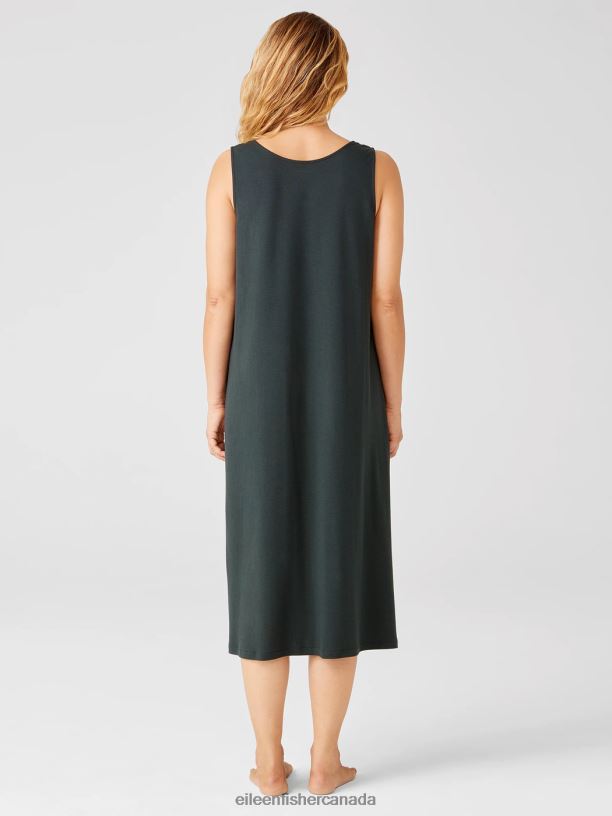 EILEEN FISHER Organic Cotton Interlock Tank Sleep Dress Easy Fit Calf Length Women IVY Clothing 024FN1007