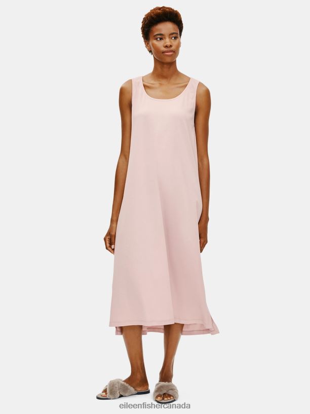 EILEEN FISHER Organic Cotton Interlock Tank Sleep Dress Easy Fit Calf Length Women POWDER Clothing 024FN1032