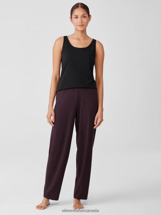 EILEEN FISHER Cozy Organic Cotton Interlock Lantern Pant Easy Fit Ankle Length Women CASSIS Clothing 024FN947