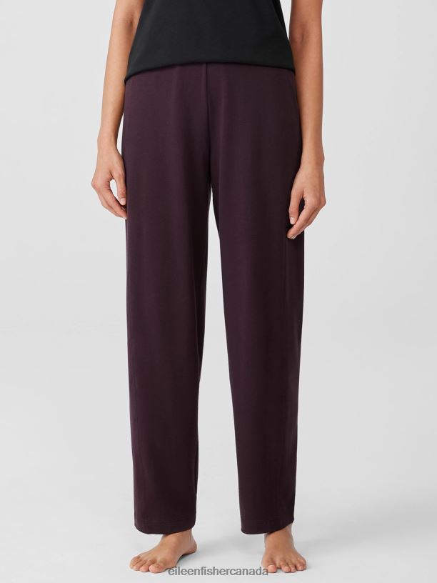 EILEEN FISHER Cozy Organic Cotton Interlock Lantern Pant Easy Fit Ankle Length Women CASSIS Clothing 024FN947