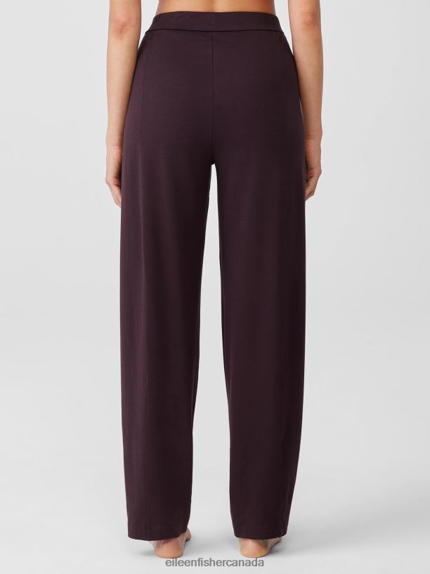 EILEEN FISHER Cozy Organic Cotton Interlock Lantern Pant Easy Fit Ankle Length Women CASSIS Clothing 024FN947