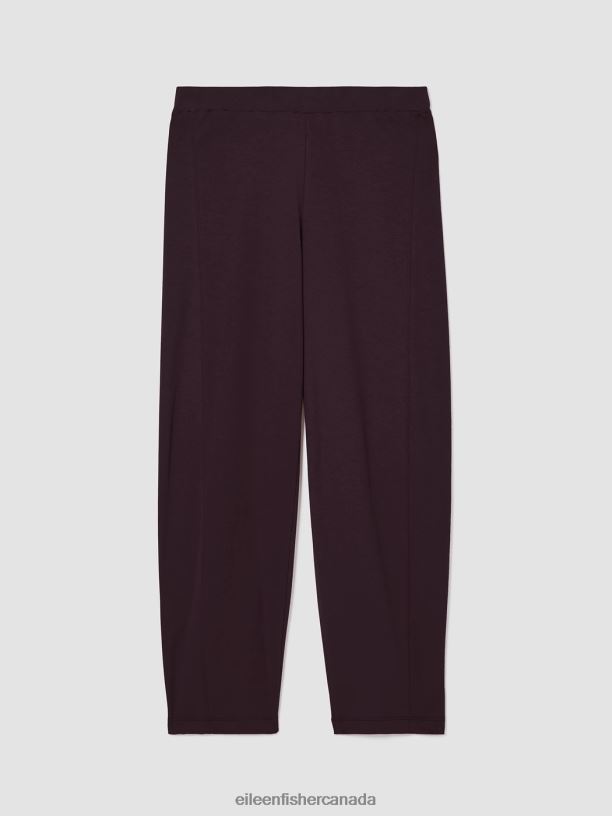 EILEEN FISHER Cozy Organic Cotton Interlock Lantern Pant Easy Fit Ankle Length Women CASSIS Clothing 024FN947